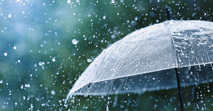 Rain-falling-on-umbrella